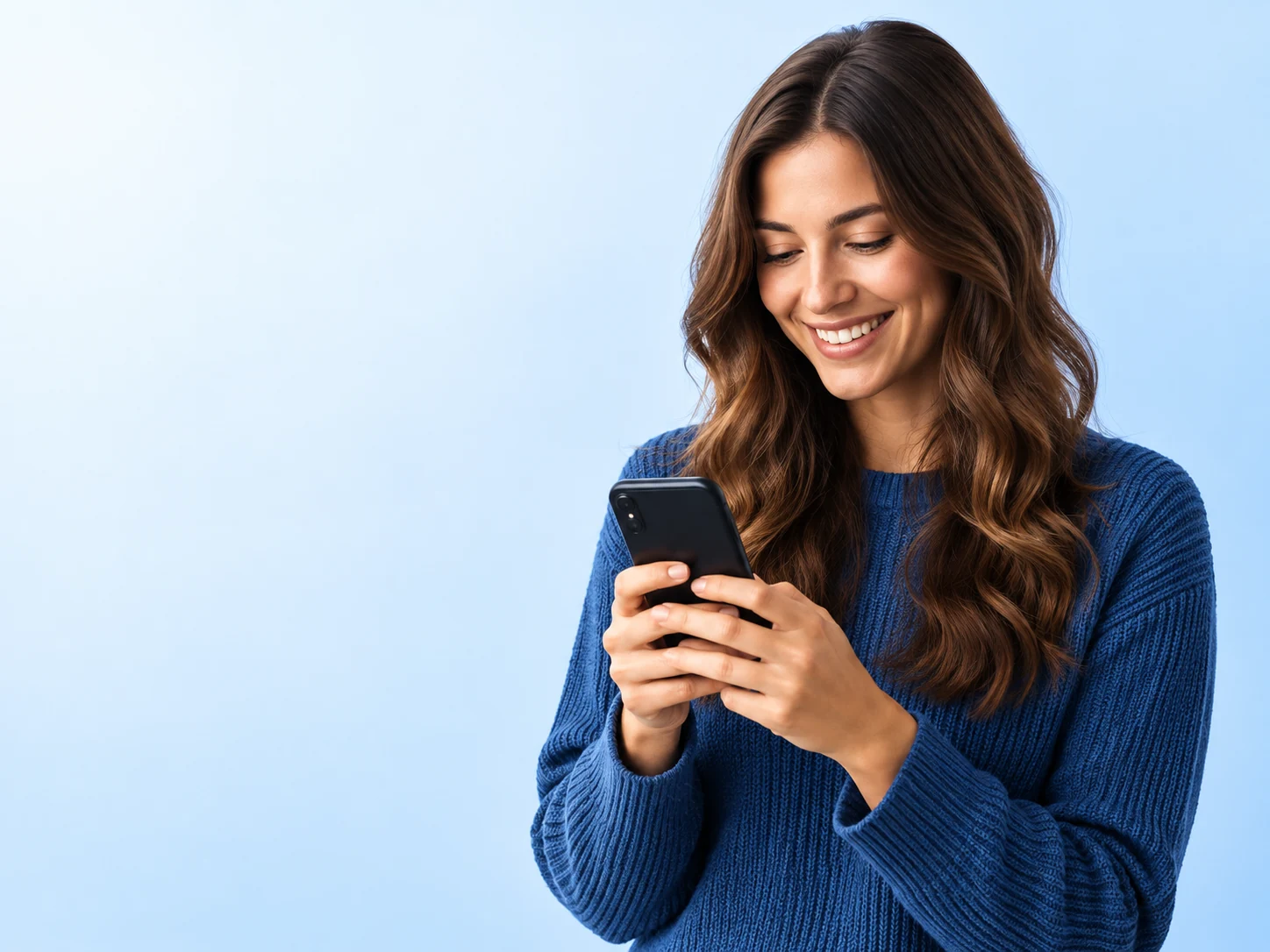 A woman using her smartphone